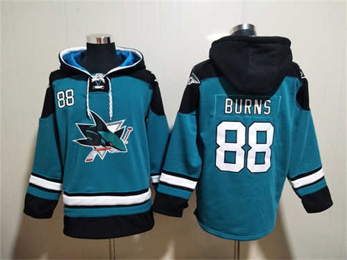 San Jose Sharks #88 Brent Burns Teal Ageless Must-Have Lace-Up Pullover Hoodie